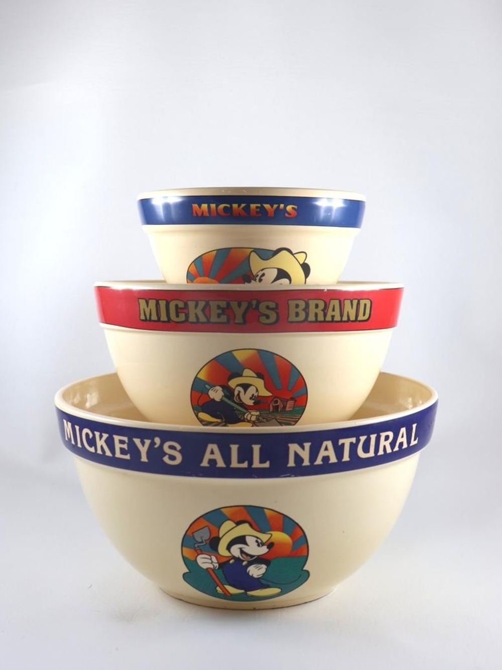 Mickey's All Natural Cream Mixing Bowl Set - Vintage Style